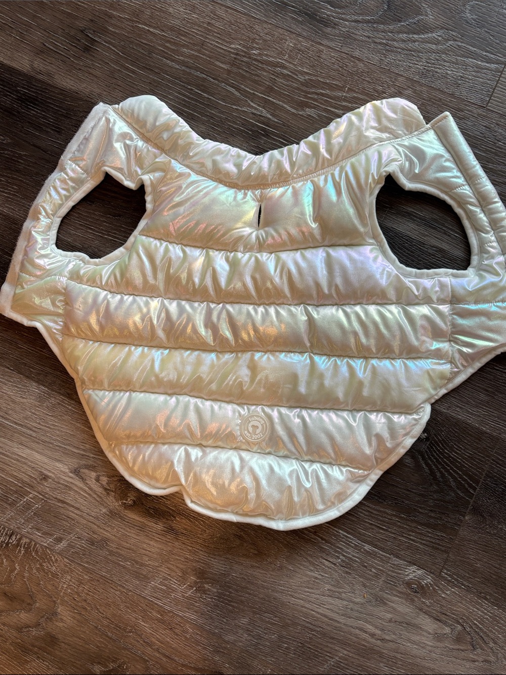 Fabdog Iridescent Cream Dog Puffer Coat Size Large